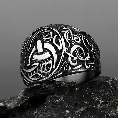 Men's Fashion Ring Viking Triquetra Symbol Design Stainless Steel • $12.95