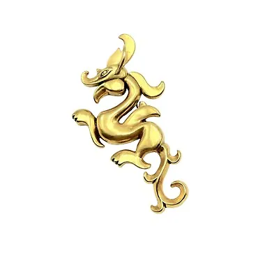 Vintage MMA Dragon Pin Brooch Matte Gold Tone Metropolitan Museum Of Art Jewelry • $79