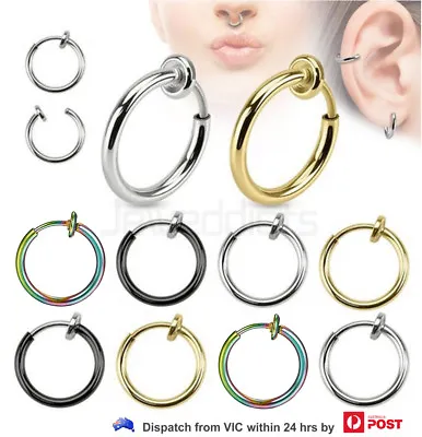 2-6pcs Clip On Fake Earrings Non-Piercing Hoop On Ear Nose Helix Hypoallergenic  • $5.99