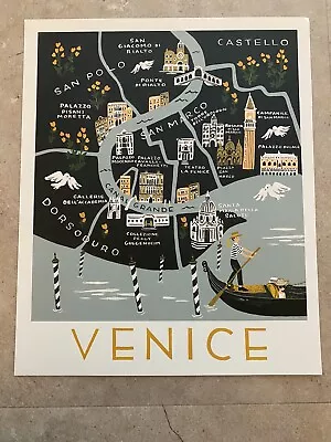 Rifle Paper Co Venice Italy Map 10x12 Travel Art Print From Calendar • $12