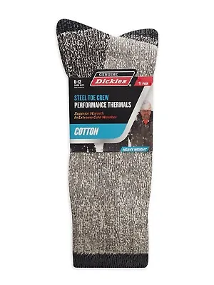 Dickies Steel Toe Crew Performance Thermal Cotton Socks Mens 6-12 Gray Heavy Wt • $9.79