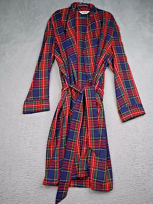 Vintage Montgomery Ward Bath Robe Mens XL-XXL Plaid Flannel Pockets Belt • $39.99