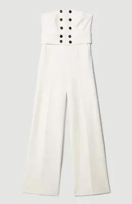 Karen Millen - White Compact Stretch Tux Bandeau Wide Leg Jumpsuit - New With... • £37.50