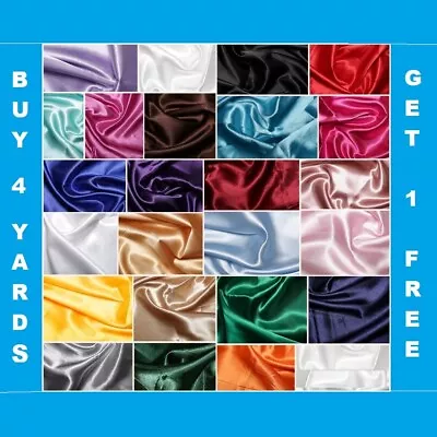 Satin Plain Shiny Silky Dress Craft Wedding Bridal Prom Decoration Fabric 150cm • £3.75