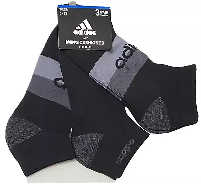 Adidas Men's  3-Pair Cushioned Low Cut Socks Black/Gray  2231 • $14.94