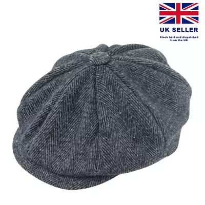 £6.80 • Buy PEAKY BLINDERS TOMMY SHELBY HERRINGBONE  NEWSBOY FLAT CAP HAT 1920s GREY UK