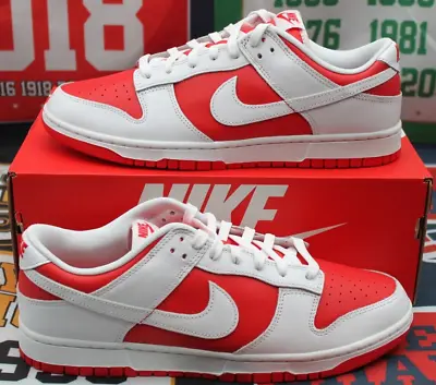 Size 11.5 - Men's Nike Dunk Low University Red And White • $154.99