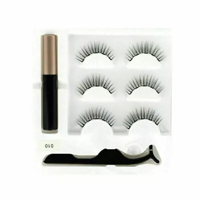 Magnetic Eyeliner Liquid & Lashes Kit Set Mink Eyelashes Natural Long No Glue UK • £5.59