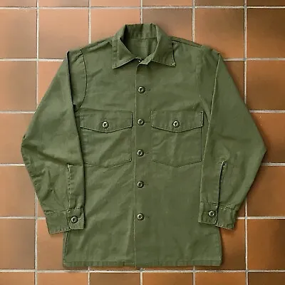 US ARMY OG-107 Sateen Field Shirt Vietnam Era Size Small Military Olivedrab • $49.95