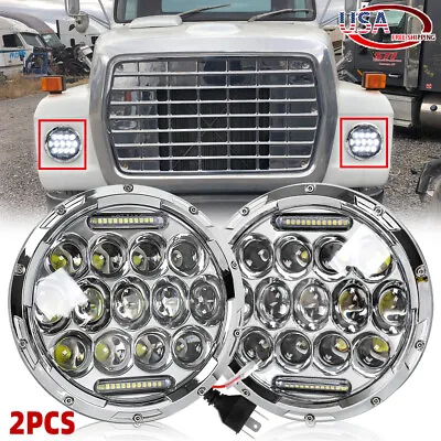 Round 7 INCH Chrome LED Headlight Projector For Ford LN7000 LN8000 LN9000 Trucks • $52.79