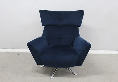 G Plan Arlo Plush Indigo Fabric Swivel Armchair RRP £1495 • £895