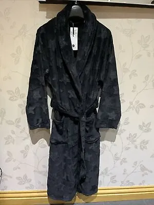 Ladies Black Dressing Gown Anya Madsen With Star Detail Size 12/14 BNWT • £10.99