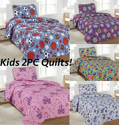 Twin Size Kids Bedding Quilt Set - Boys & Girls Printed Bedspreads • $23.47