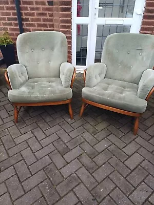 Pair Of Vintage Ercol Jubilee Chairs Original Cushions Can Deliver • £325