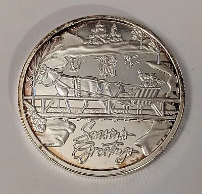 Seasons Greetings 2004 Christmas Sleigh - 1 Oz .999 Fine Silver Coin - TARNISH! • $39.99