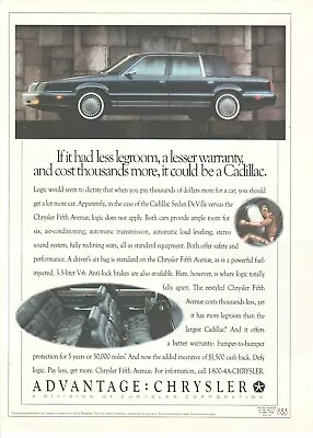 CHRYSLER Fifth Avenue Vintage Magazine Print Ad From Time 1992 Car Automobile • $5.99