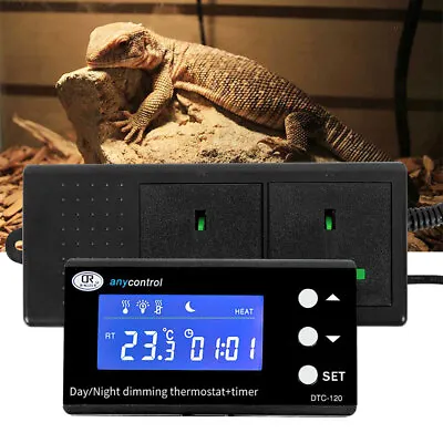 New Digital Reptile Thermostat Day & Night Dimming+Timer Aquarium Heat Tools • £30.24