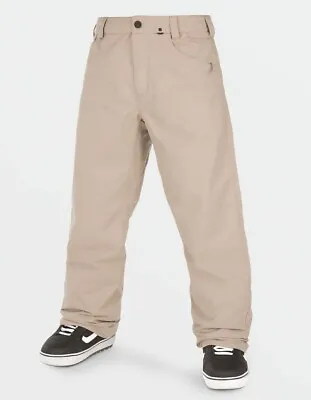 VOLCOM Snow Pants Men Size Large DK Khaki 5 Pocket 2 Layer Waterproof Pants NEW • $109.99