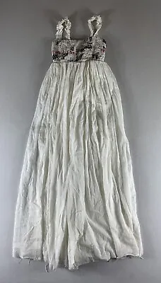 Mumu Maxi Dress Womens Small White Eyelite Patch Boho Cotton Long Dress • $20.99