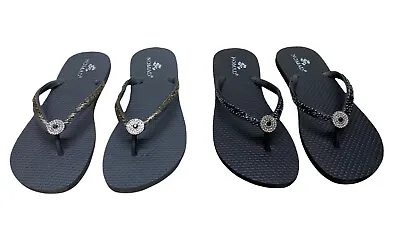 Nomad Women Sandals Size 11 Lot Of 2 Pair Starlight Grey & Black Flip Flops • $22.97