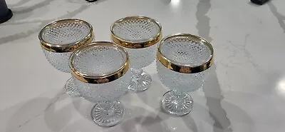 VTG Shrimp Cocktail Glasses Gold Rrim Textures Crystal. Rare Find! Set Of 4 • $49.99