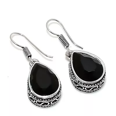 Black Spinel Gemstone 925 Starling Silver Handmade Vintage Earring Size 1  • $10.99