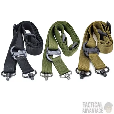 MS4 Style Airsoft Tactical Rifle Sling Gun Strap  1 / 2 Point QD Sling Swivels • £14.99