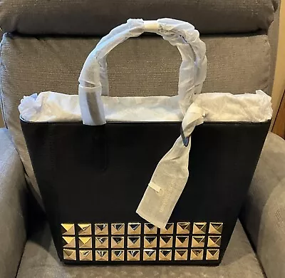 New Michael Kors Sinclair Black Leather Gold Hardware Large Tote Bag $398.00 • $174.99