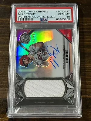 2022 Topps Chrome Mike Trout Authentics Club Threads Jersey Auto 54/99 PSA 10 • $699.99