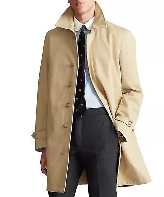 Polo Ralph Lauren Men’s Cotton Gabardine Trench Coat In Tan Size Large NWT • $267.49