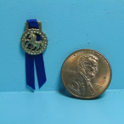 Dollhouse Miniature Horse Gold Blue Ribbon Medal Award IS2565 • $3.41