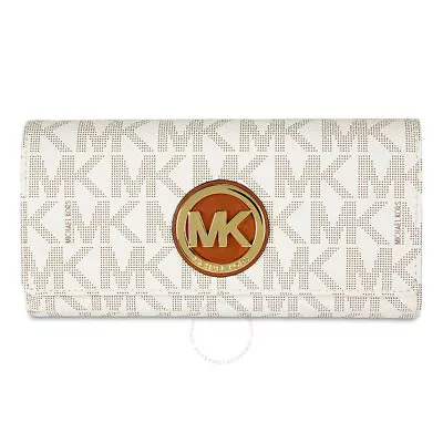 Michael Kors Fulton Signature MK PVC Carryall Clutch Wallet (Vanilla) • $79.99