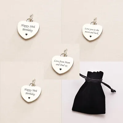 £7.49 • Buy Engraved Heart Charm.16th, 18th, 21st, 30th Birthday Gift. Can Be Personalised