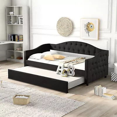 Upholstered Daybed Bed Frame With Trundle Sofa Bed Platform Twin Size Bed Frame • $279.29