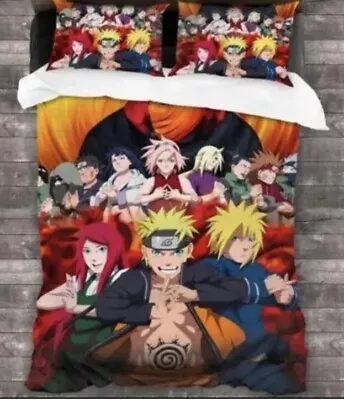 NARUTO Anime Japanese Duvet Cover Set Bedding Set Comforter Cover & 2 Shams YIYI • $28