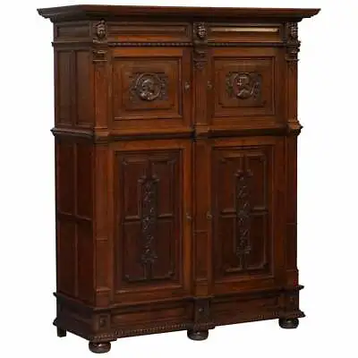 Rare Dutch Stunning 1940's Ornately Hand Carved Cupboard Part Large Office Suite • $3548.54