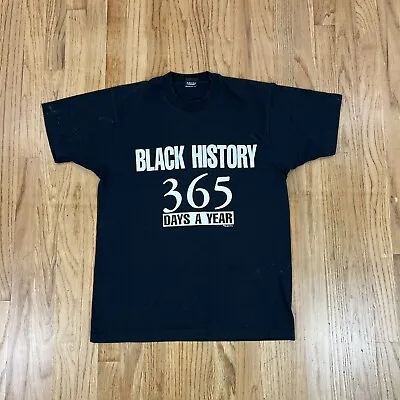 Vtg Black History 365 Days A Year Malcom X Black Single Stitch T Shirt Sz USA • $28