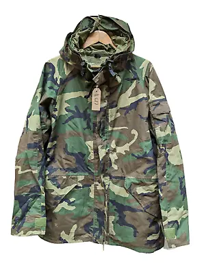 Genuine US Army Woodland Camo GoreTex ECWCS Parka Jacket Size Large/Long #677 • £89.95