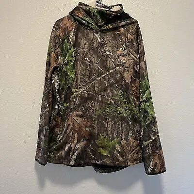 Mossy Oak Sweatshirt Neck Gator Zip Pockets Size XL Camo Camouflage Hoodie Gift • $24.99