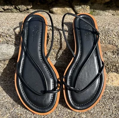 J. Crew Black Leather Sorrento Sandal 5.5 NEW Strappy Summer • $45