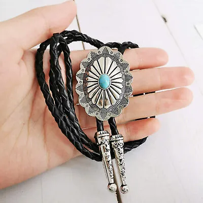 Vintage Turquoise Stone Mens Bolo Tie Wedding Necklace Western Cowboy Necktie • $13.97