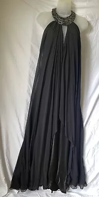 Marc Bouwer Glamit Black 100% Silk Gown Evening Maxi  Dress Size 2 Wow • $174.85