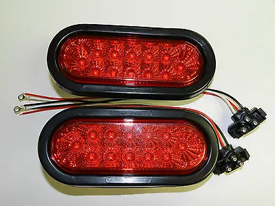 (2) RED 6  Oval LED 12 Diode Stop Turn Tail Light Truck Trailer Optronics STL-22 • $34.99