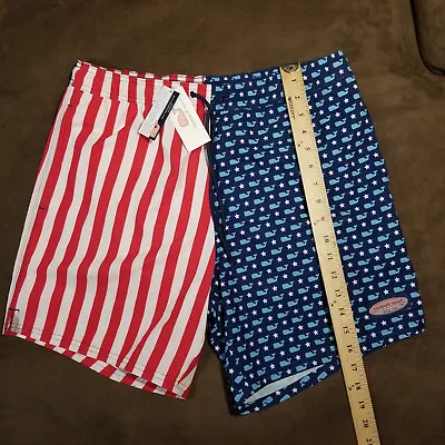 Nwt Vineyard Vines Swim Trunks Americana Stars Whales Chappy Medium • $29.95