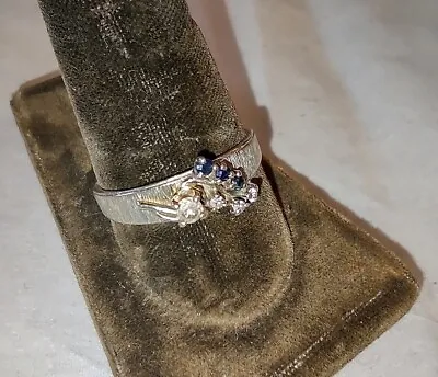 Estate Diamond 14k White Gold Engagement/Wedding Ring Set - MCM Vintage SZ-12.25 • $449.99