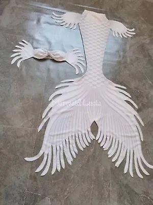 Amazing LED Mermaid Merman Tail Style 1 White Monofin Fin Mermaids • $365.60