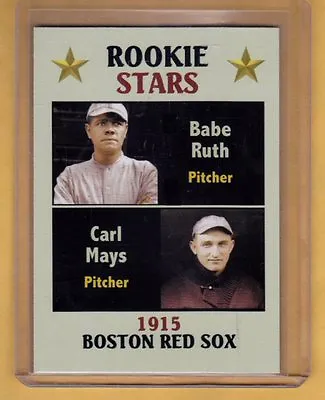 Rookie Stars Babe Ruth & Carl Mays '15 Red Sox Fan Club Serial # /300 / Nm+ • $5.95