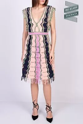 RRP€752 M MISSONI Crochet Dress IT40 US4 UK8 S Fringed Cutout Made In Italy • $186.49