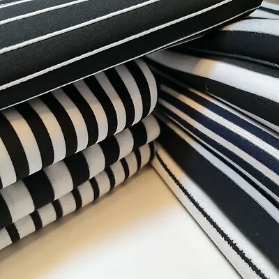 £6.64 • Buy Black White Stripe Jersey Stretch Knit T Shirt Sweatshirt Dress Fabric 58  Meter