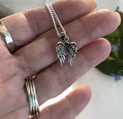 Sterling Silver 925 Double ANGEL WINGS Pendant Protection Love Charm Handcrafted • $14.95